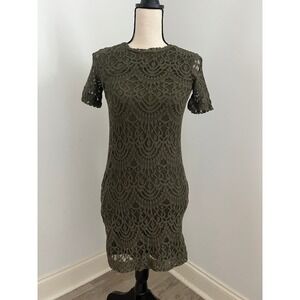 h and m green lace dress H&M MAMA - Dark Khaki Green Lace-trimmed satin dress